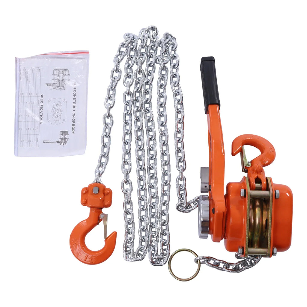 Chain Along Block Hoist Lever Lifter Chain 10Ft Puller DENEST Come Type Ratchet 0.75T