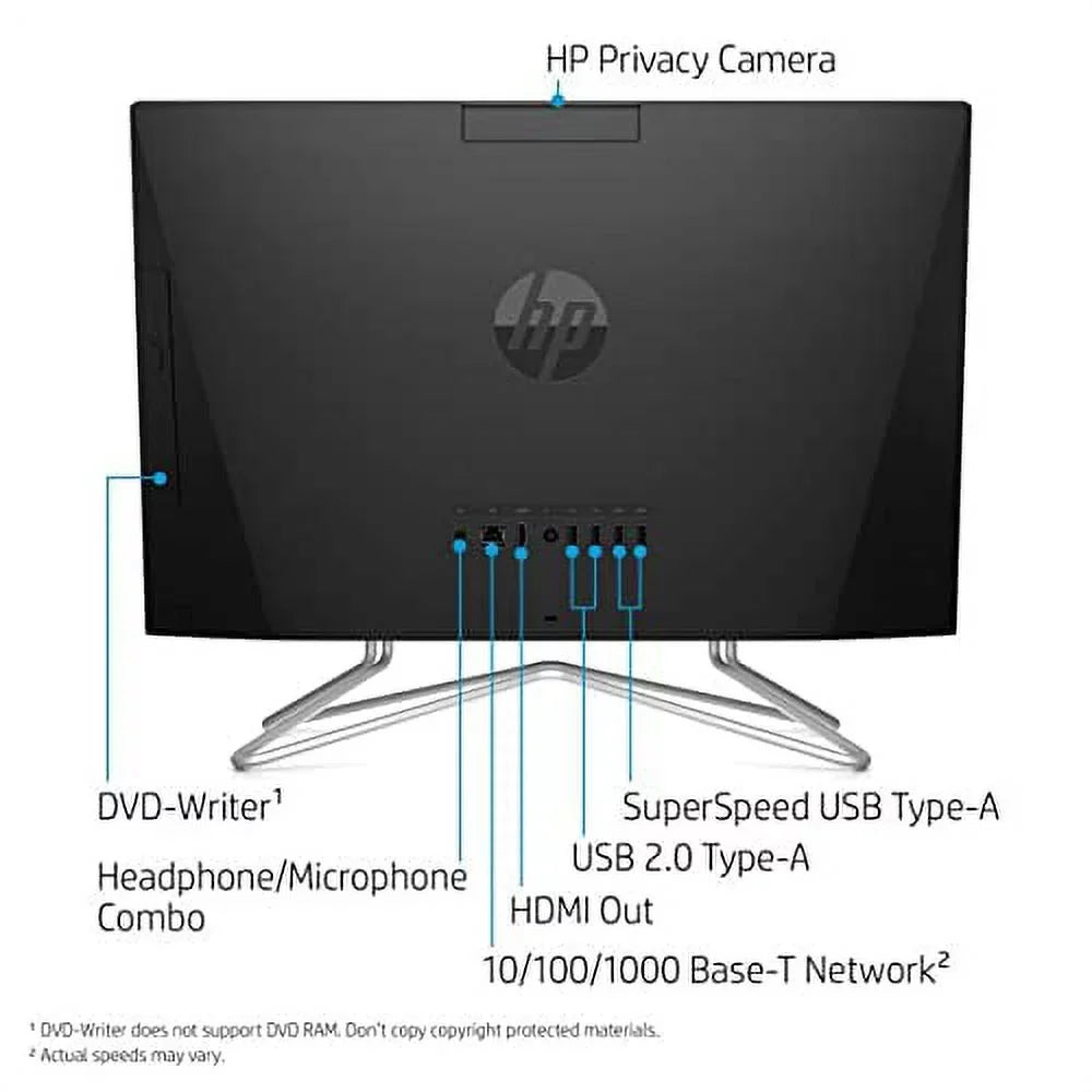 RJ-45, 22" 3250U, FHD Ryzen DVD-RW, Newest Keyboard&Mouse, USB 512GB HP Black Wired HDMI, 3 AMD Windows 2022 Screen, Touch 12GB All-in-One SSD, Desktop, 11 Webcam, Home, RAM, WiFi,