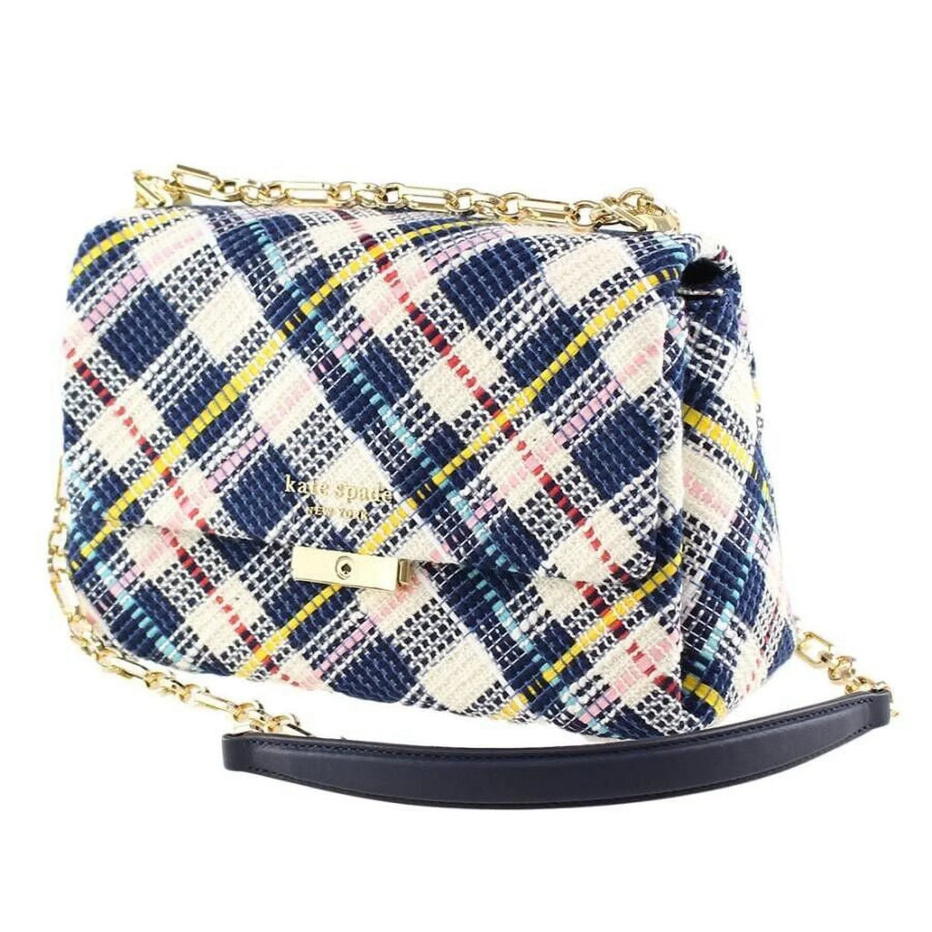 Tweed Carlyle Medium Kate York Spade Shoulder Fabric Chain New Bag Parchment