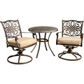 Table Two in. Seasons Swivel Set, Bistro Tan Aluminum 3-Piece Rockers,32 Dining Cambridge Round