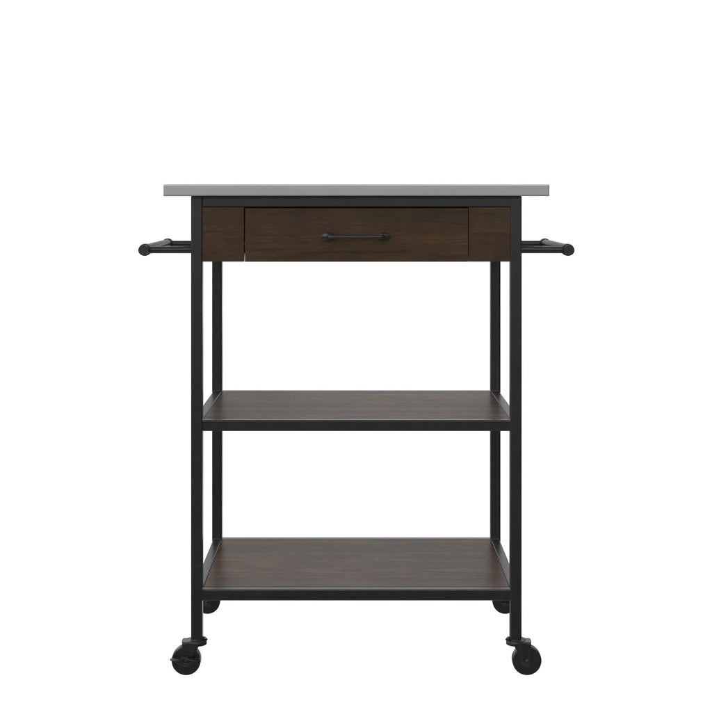 Top, Storage, Kitchen Steel Brown DHP Stainless Kane Frame, Pantry Black Counter Cart, Metal