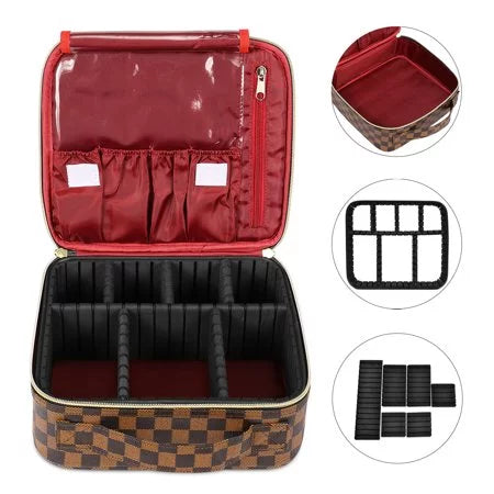 Case Compartments Brush Makeup ZBH with Cosmetic Travel Organizer Tool Makeup for Women Make Adjustable Jewelry Digital Storage Toiletry Bag Makeup Up Train Accessories