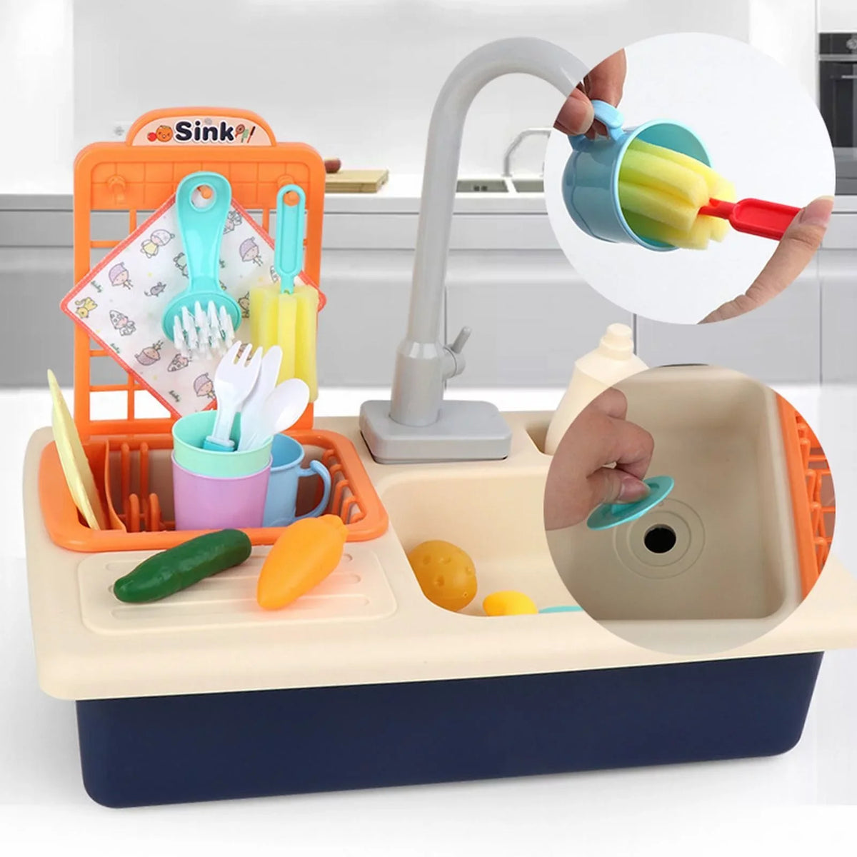 Alphabet Electric Role Children Dishwasher With Pretend Board Girls Toddlers Toys for Toys Kitchen Play Boys Automatic liquid House Running liquid Play Game Cycle System Board Sink Toy Playing for