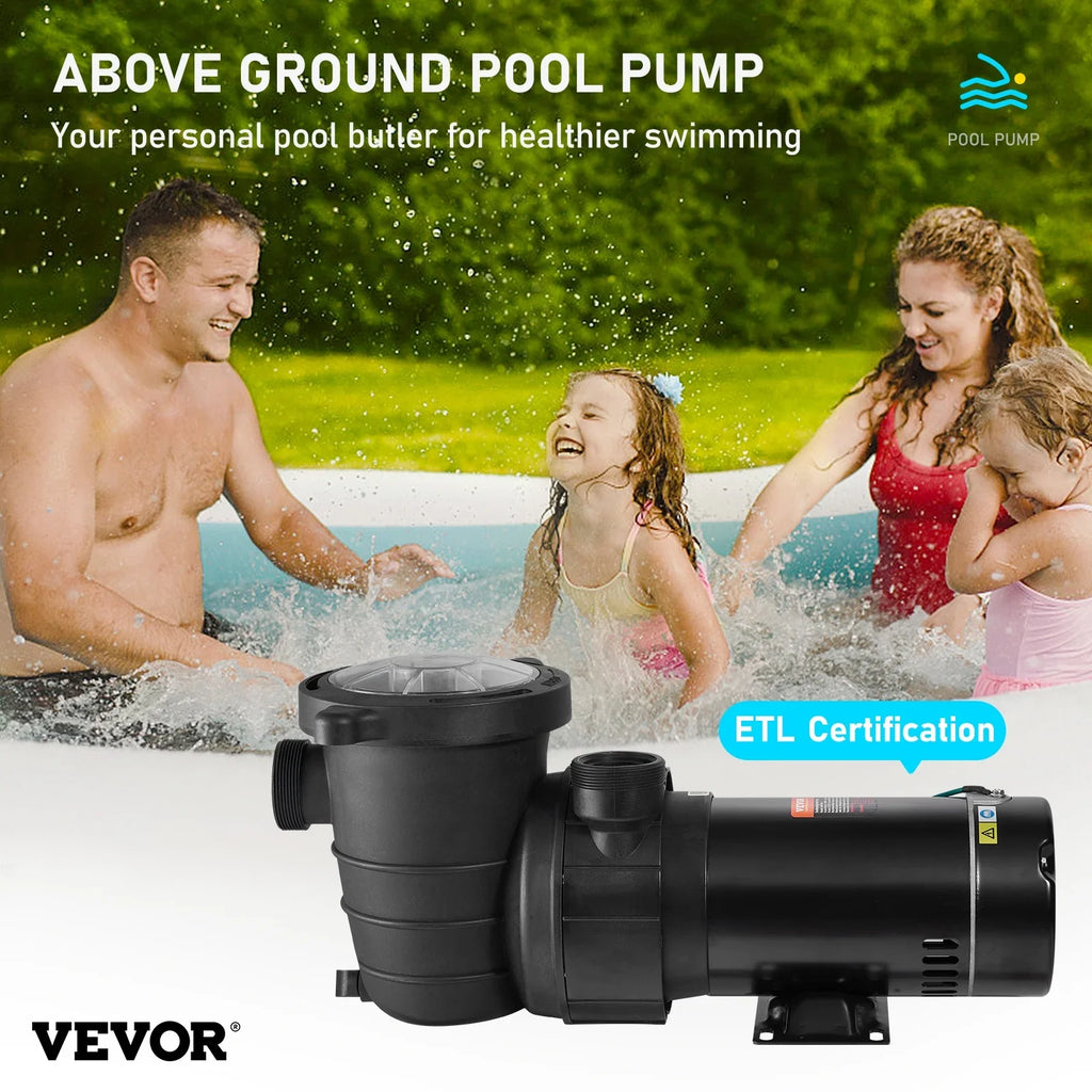 Single Pool 5280GPH Happybuy 1100W Speed Above Ground Strainer Max. Pump, Basket, Flow, Certification of for Swimming 1.5HP Pool 115V, w/ Pumps ETL