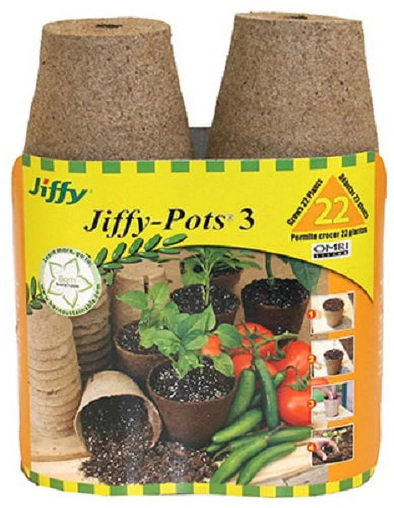 '- of JP322 4 Round Seed Jiffy Quantity Pots 3" Peat Starting 22-Pack