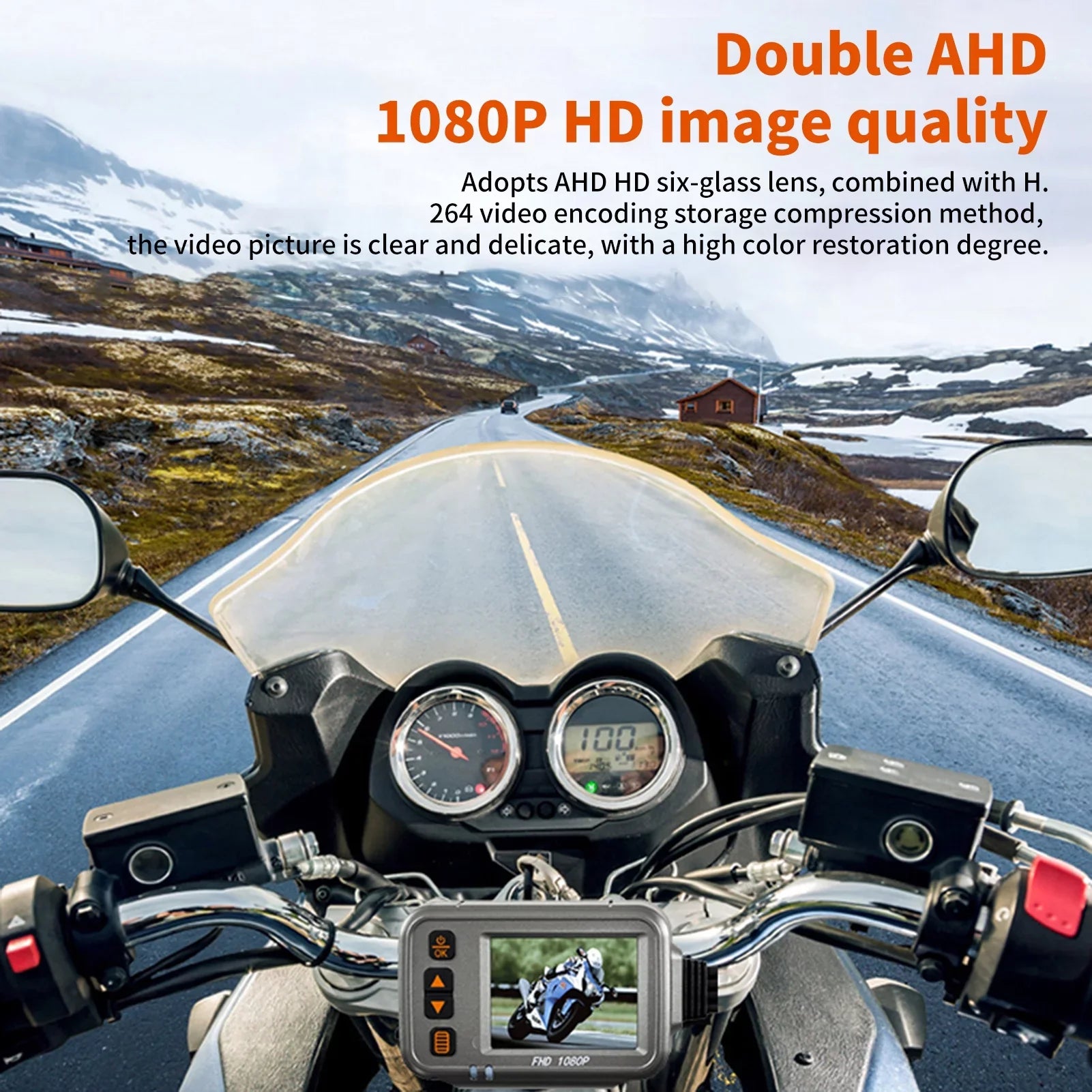 Ride Dual Vision Your WiFi Motorcycle Camera, Full 1080p Dcenta Dash Body Parking Waterproof Motorbike Night Safeguard Cam, ,