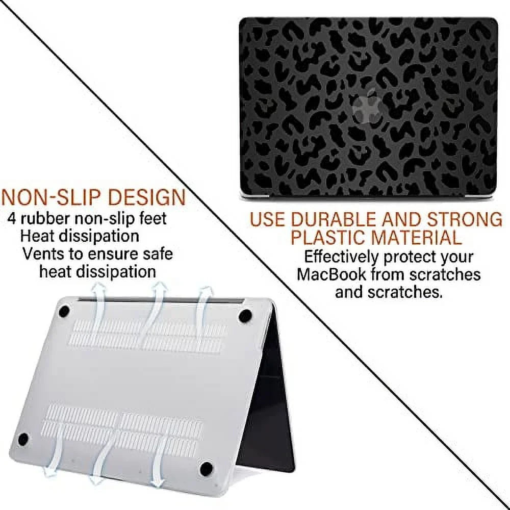 2017 (A2338 pro 13 and MacBook Protectors,Laptop GABraden Print） M1 inch Keyboard 2018 Touch with Pack 2016 Leopard Shell（Black Hard Compatible /A2159/A2251/A2289/A1989/A1706)with 2 2019 Case,2020 ID