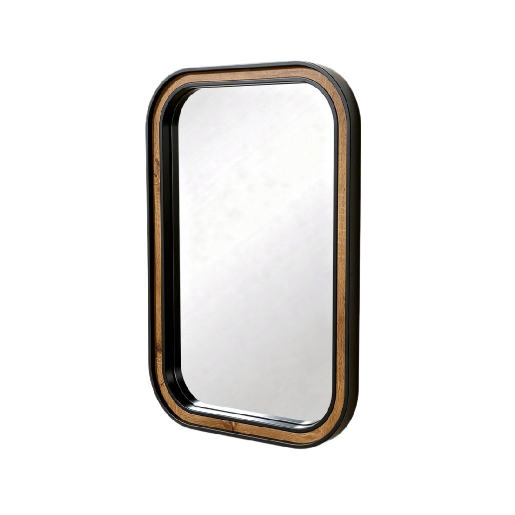 Stylish Rectangular Mirror with Wooden Frame Design