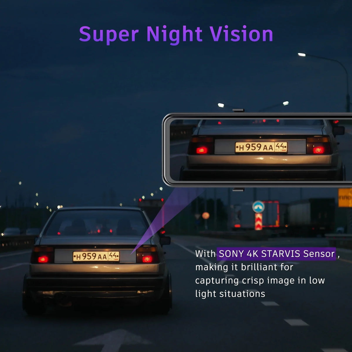 Night Voice Screen Backup Front and Control TOGUARD Touch IPS Sensor, Super Camera with Mirror Rear, 4K+1080P Parking Dash Cam Assistanc 12" Vision,