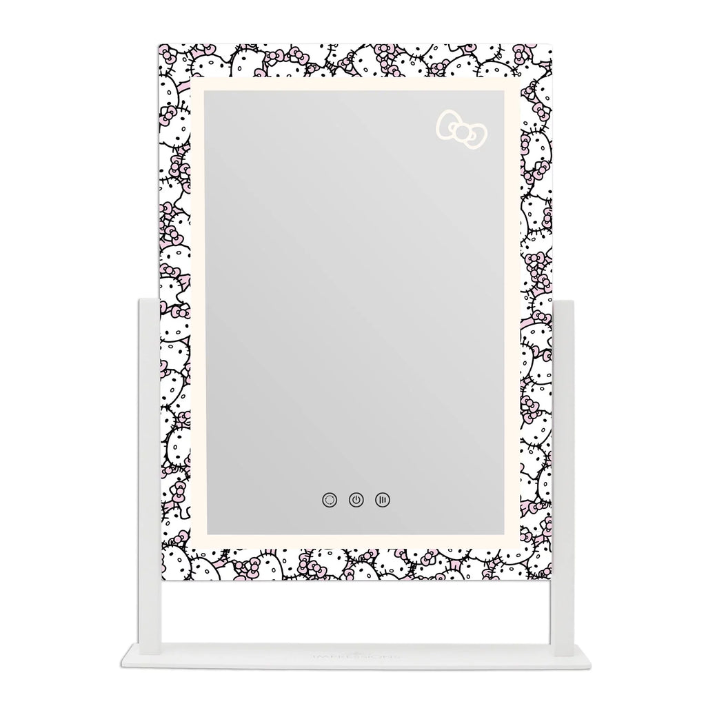 with LED 3X Mirror Iron Lights (White) grade Makeup Frame Swivel Cute Mirror Impressions Tone and Vanity Mirror, 360 Hello Tri Degree Magnification, Lighted and Touch with Vanity Kitty