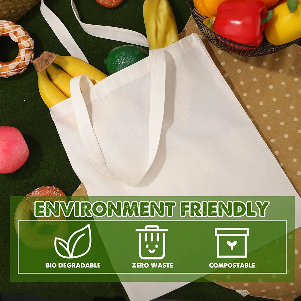 Blank Pack Canvas with 15 Gift 13 x Reusable Bag Bag 36 Bulk Inch Christmas Cloth Handles DIY Bag Cotton Lightweight for Grocery Tote for Shopping Crafts Activity Women Advertising