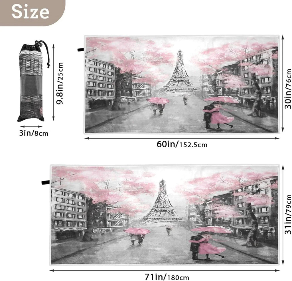 Beach Yoga Multipurpose Swim Tower Sand Dry Lightweight Bath Paris Pool Thin Microfiber Quick Free Towel Towel 30”X60” Romantic Oversized Towel Eiffel Towel, Shower Bestwell Blanket,