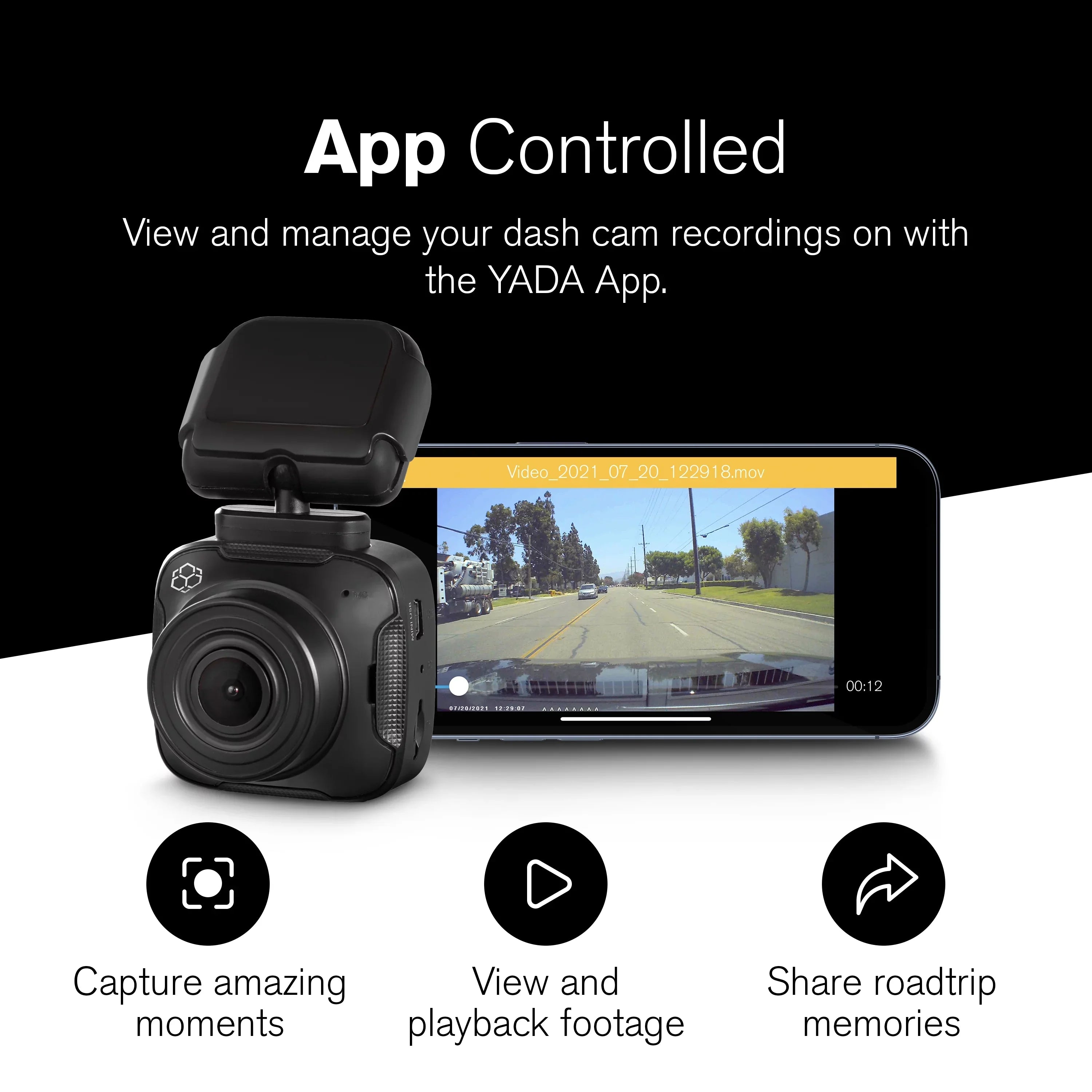 Wide App, Recording with 2.4" LCD with YADA Record Park Degree 1080p Loop Mode, G-Sensor Lense, Roadcam Angle 140 and Screen, Technology