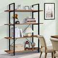 Rustic Open for 4-Tier Bedroom, Frame, Book Bookshelf, with Home Shelves Living Tall Office, Brown Display Shelf, Bookcase Metal Room, DIQIN