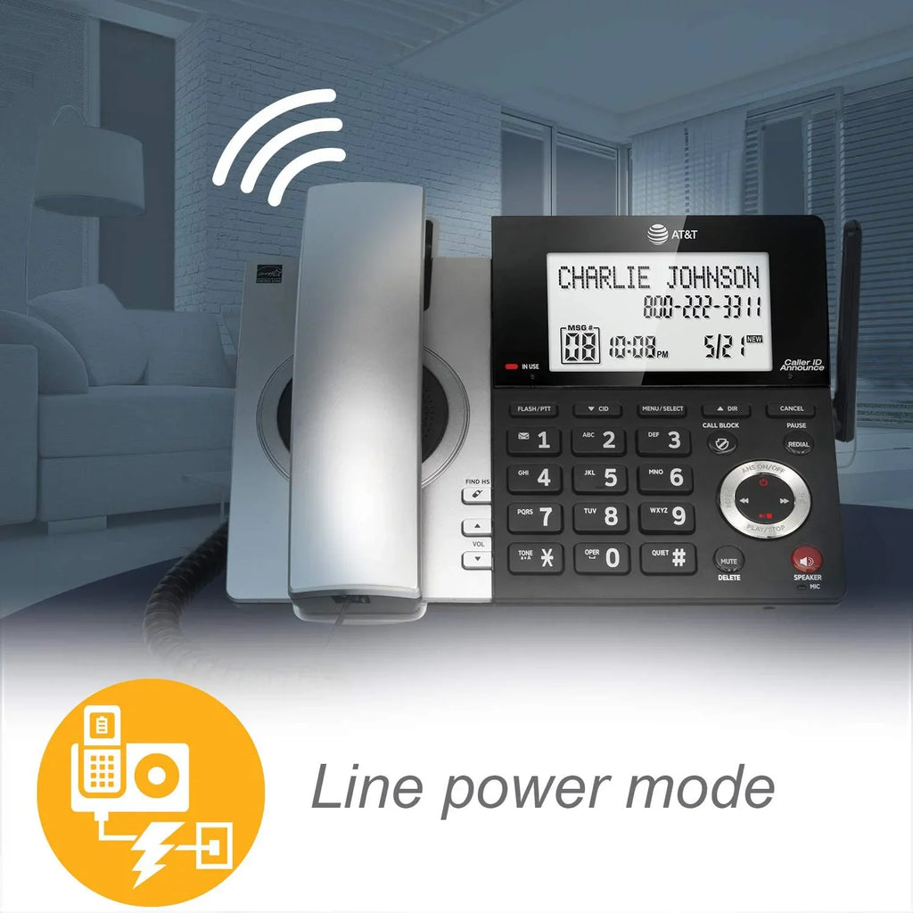 Handset Expandable Call with Blocker, Corded/Cordless with Smart Phone 1 CL84107 Black/Silver AT&T 6.0 DECT