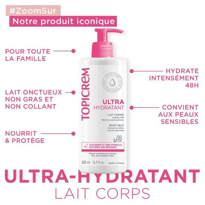 Topicrem 500ml Moisturizing Milk Ultra Body