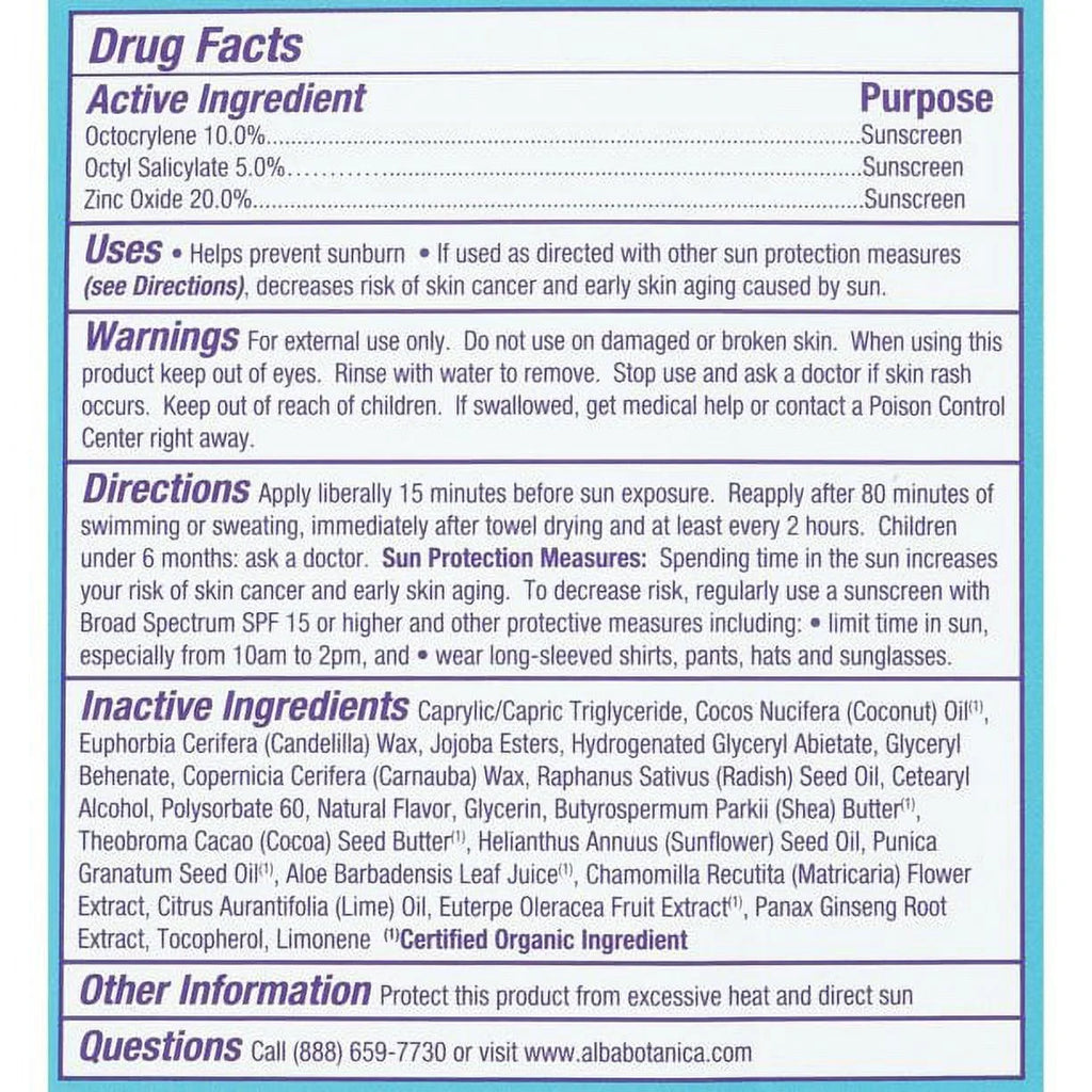 Sun 3 Fast oz Botanica Stick 0.5 SPF30 Pack Fix of Alba