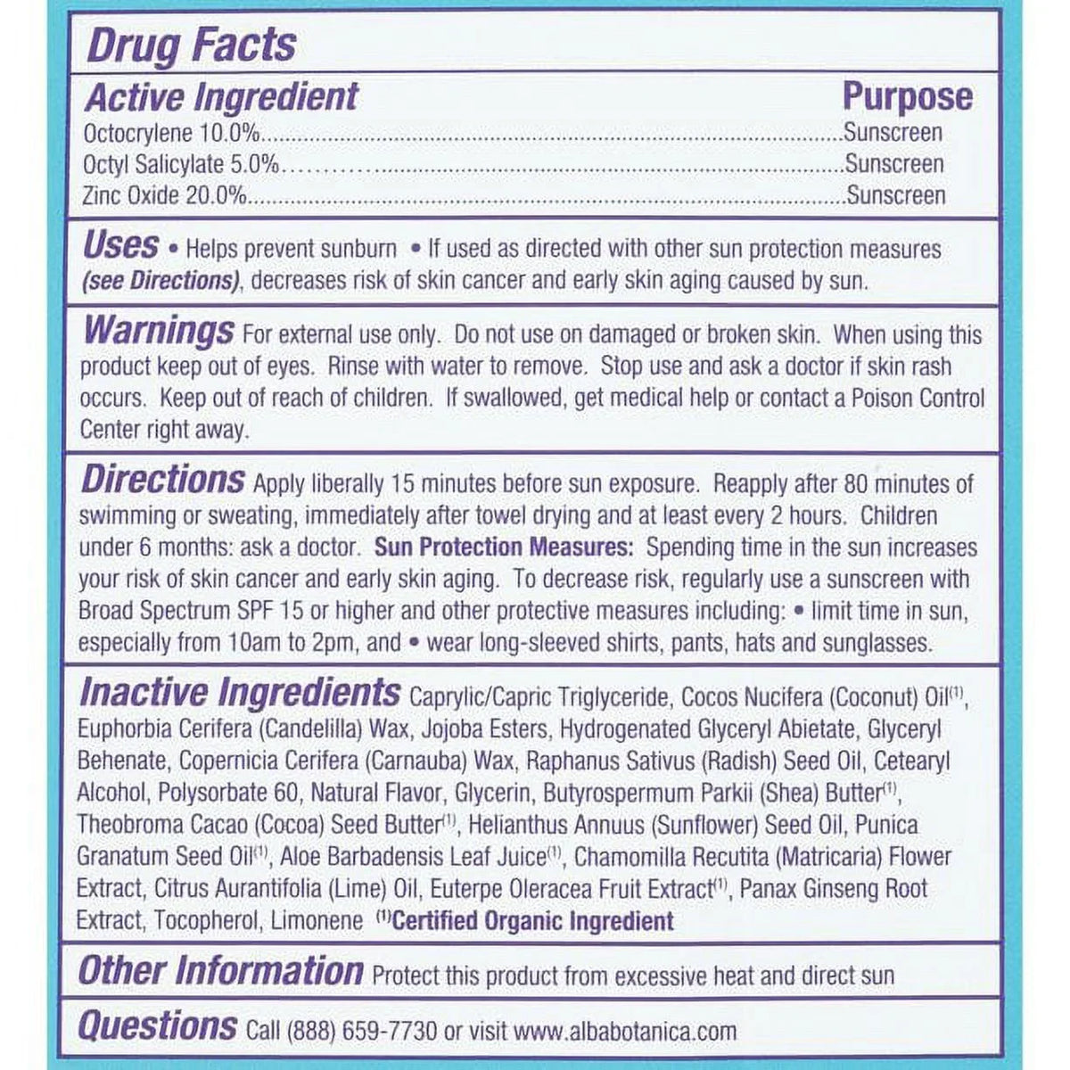 Sun 3 Fast oz Botanica Stick 0.5 SPF30 Pack Fix of Alba