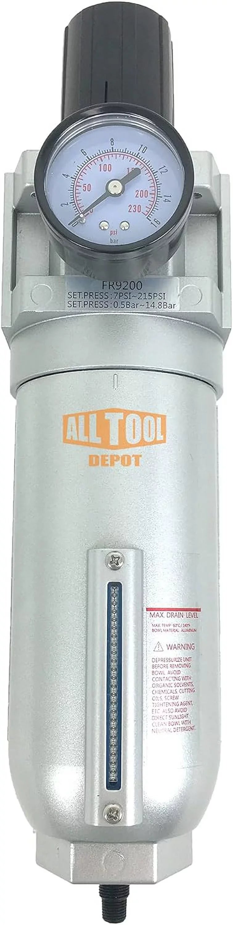 In NPT Air 7 Metal DUTY To SUPER Piggyback, Line Combo , PSI From 175 Adjustable Micron Bowl, Filter (AUTO 5 DRAIN) Regulator Compressed