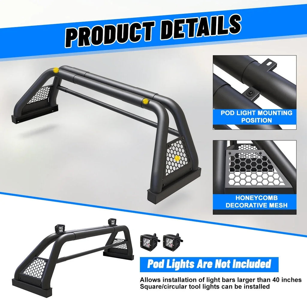 Bed Truck Bar Bar Rack For 2019-2023 Fit Chase Ranger Sport Roll Adjustable 62.9-74.7"
