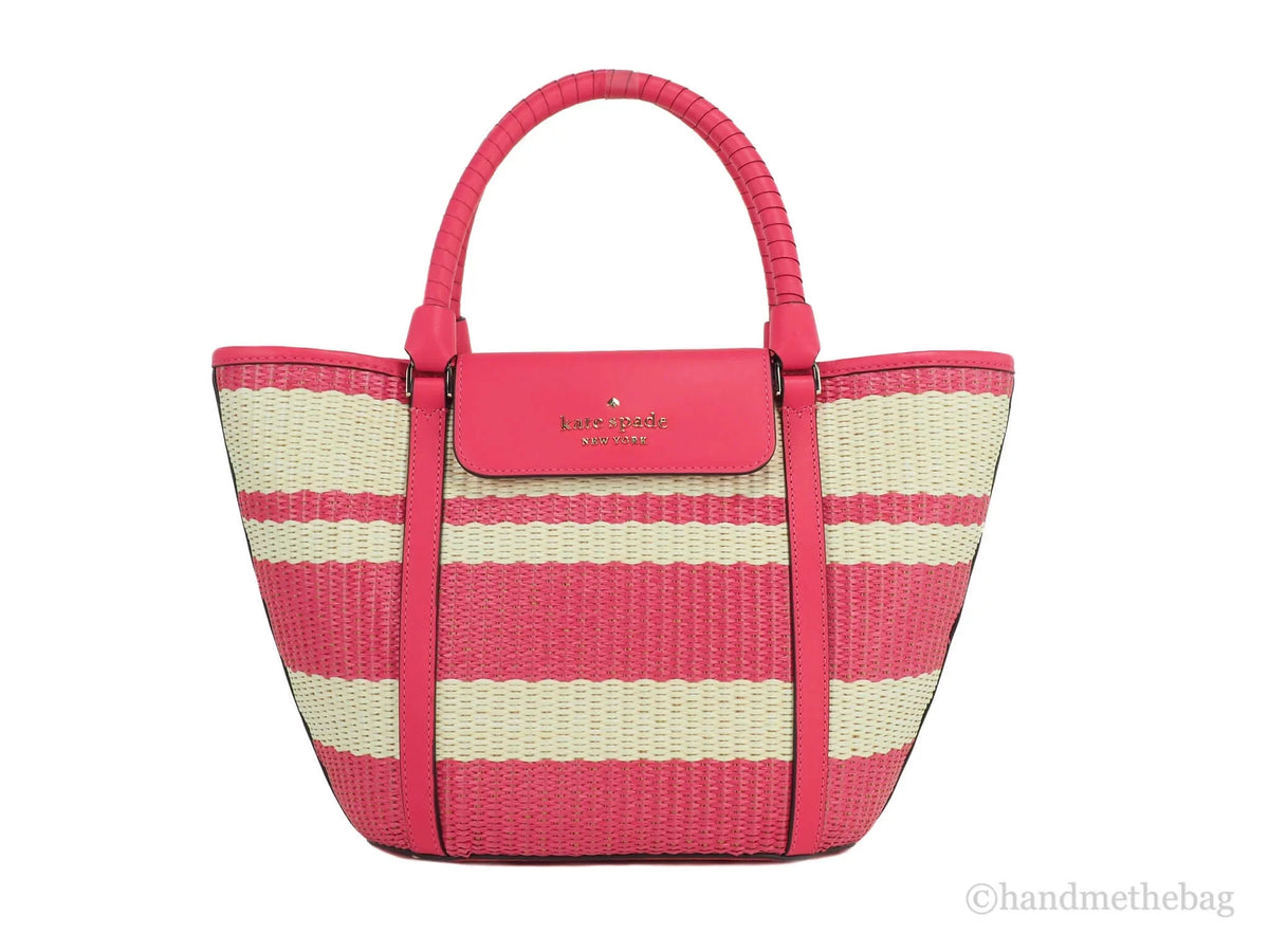 Bag Kate Tote Cruise Spade Handbag Medium Bikini Striped Straw Pink Convertible
