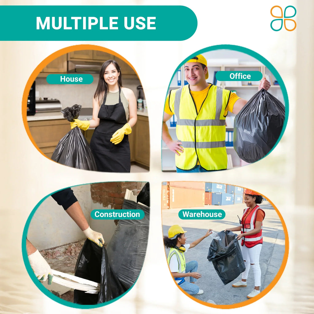 PlasticMill 42 Liners. / Bags/Case, 1.5 Black, 33x48, Bags Gallon, Trash Garbage 100 MIL, Can