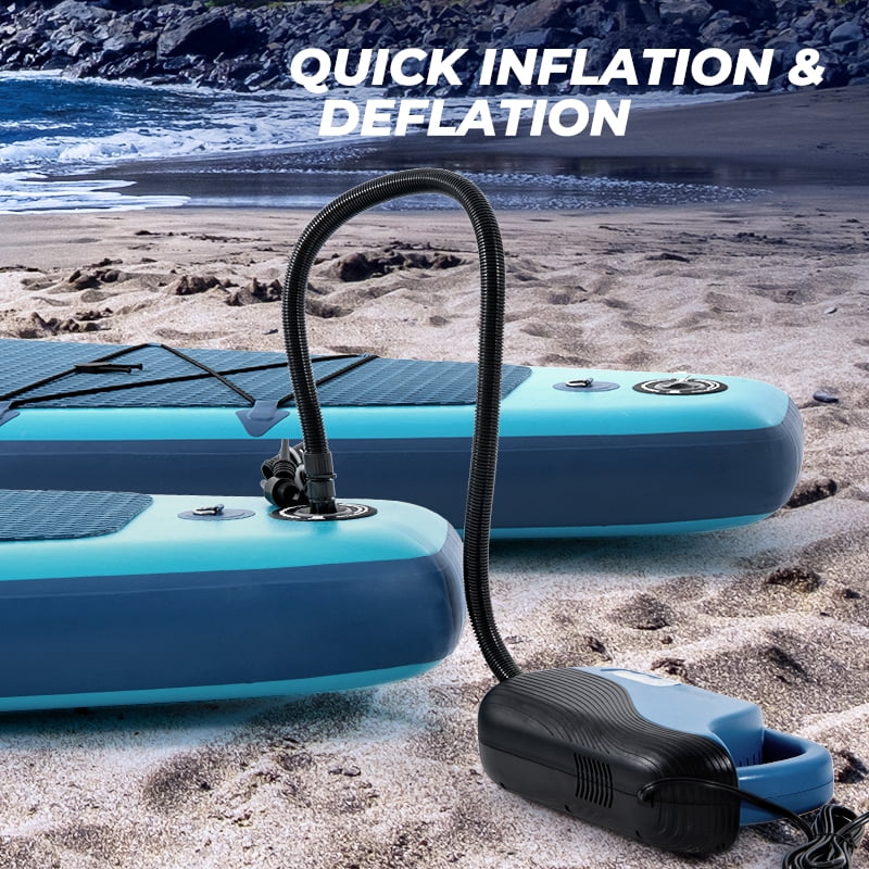 x Paddle 6'') Leash, 32'' Air SUP (12' ft Pump, Fin, Premium ELECTRONIC KLOKICK 12 Inflatable with x