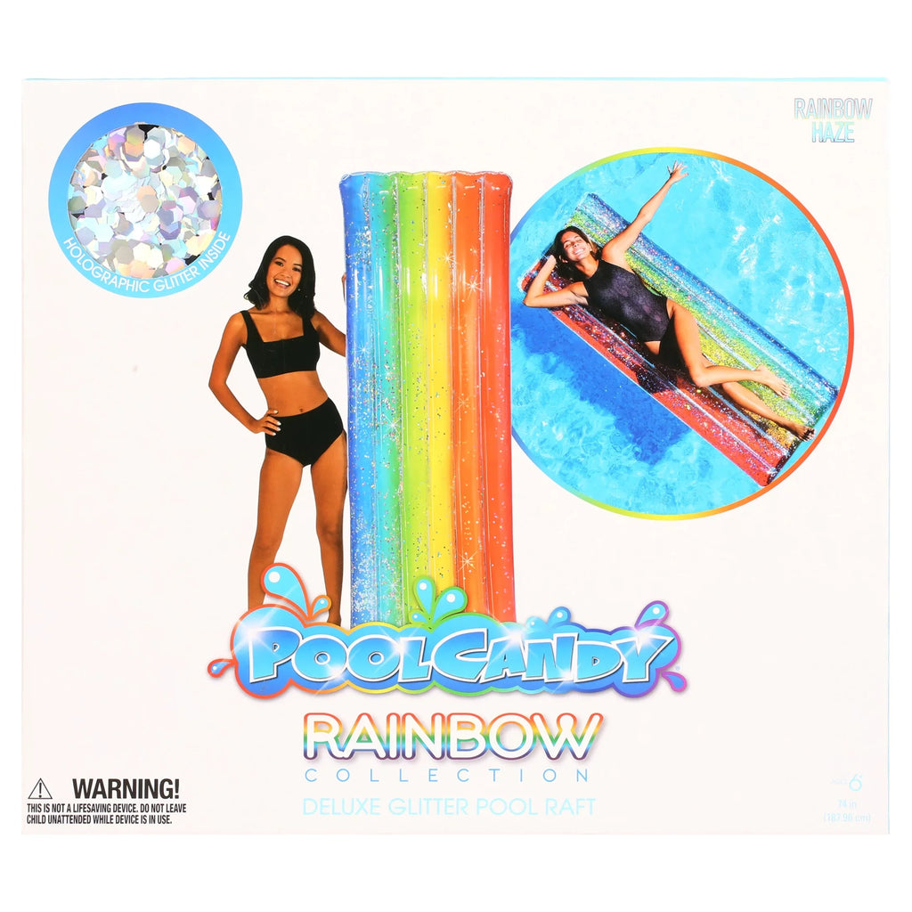 Collection Rainbow Pool 74" Glitter Raft Rainbow Deluxe - Haze
