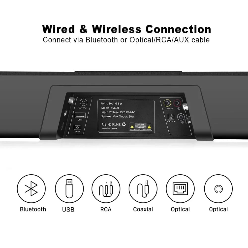 TV Bar Wall Home Theater Wireless 120W 2.1 Remote SoundBar Control Speaker System 3D SHANNA Bluetooth Mount Sound Surround