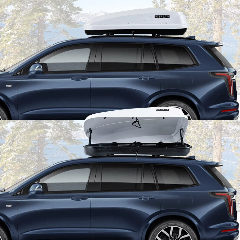 Rooftop 13.8" Double 13 Waterproof x W Rooftop Hard Rooftop ft³ SUV L Box x Large Shell with White 56.3" Cargo Cargo Carrier Box Cargo Locks, H, for 30.3"