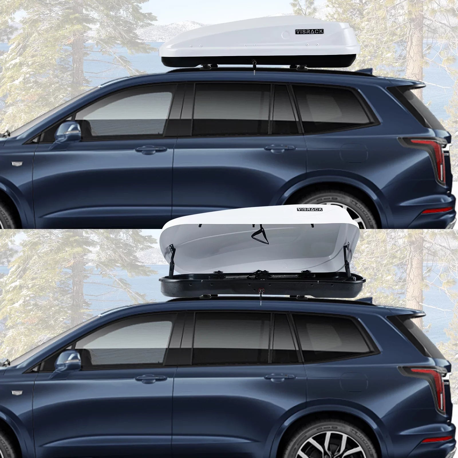 Rooftop 13.8" Double 13 Waterproof x W Rooftop Hard Rooftop ft³ SUV L Box x Large Shell with White 56.3" Cargo Cargo Carrier Box Cargo Locks, H, for 30.3"