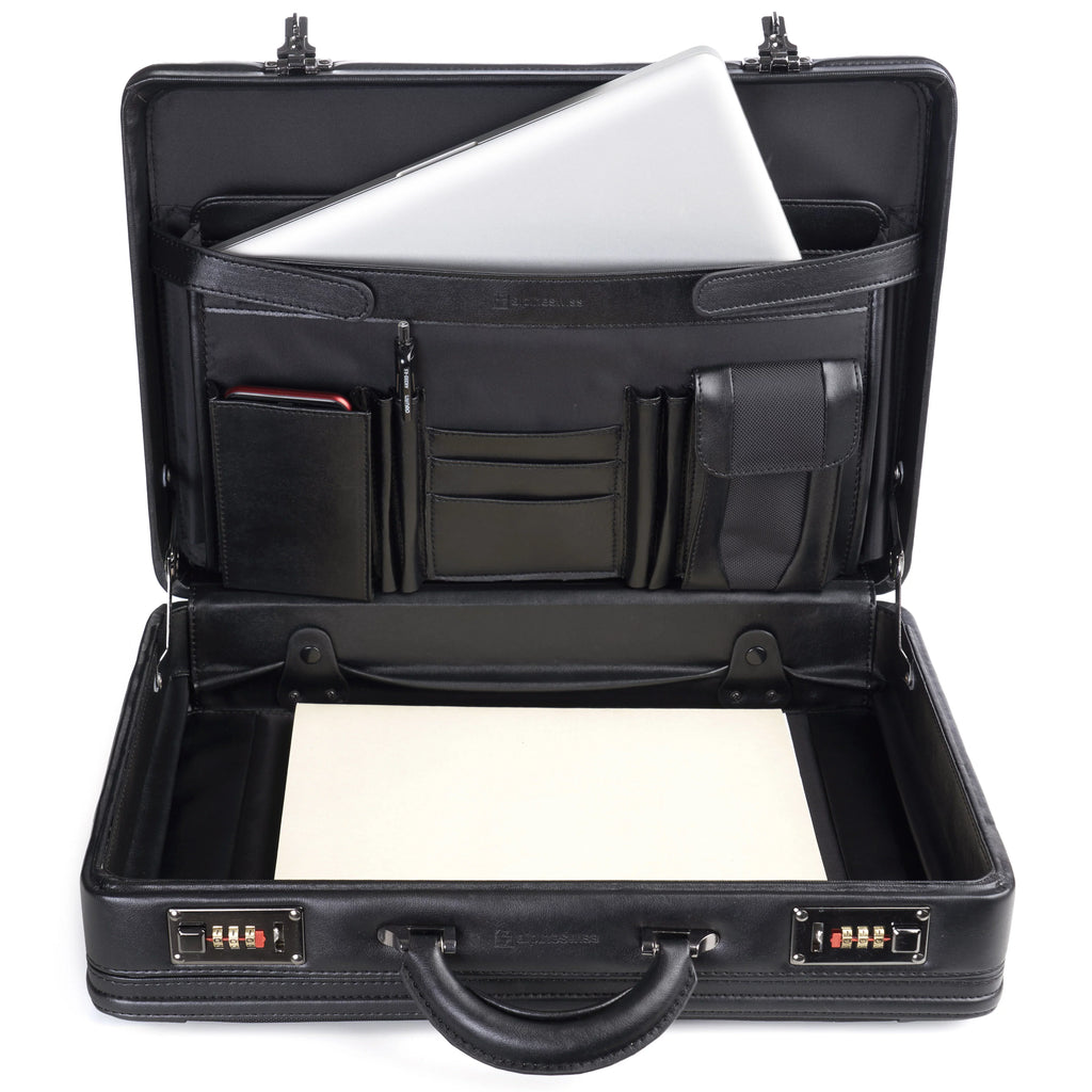 Expandable Lock Attache Hard Alpine Swiss Dual Case Combination Side Briefcase