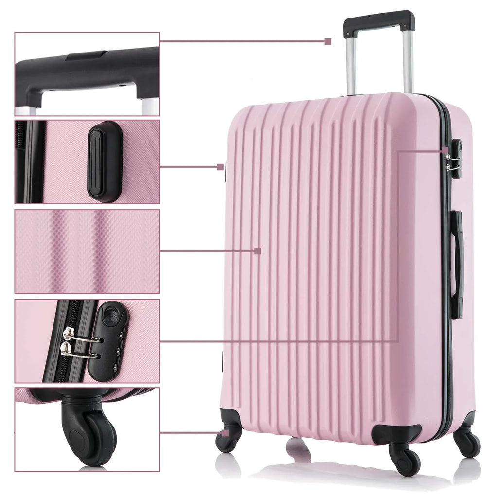 inch) Lightweight Wheels Luggage Spinner Piece Pink Suitcase (16/20/24/28 5 Hardshell Set Sets ABS