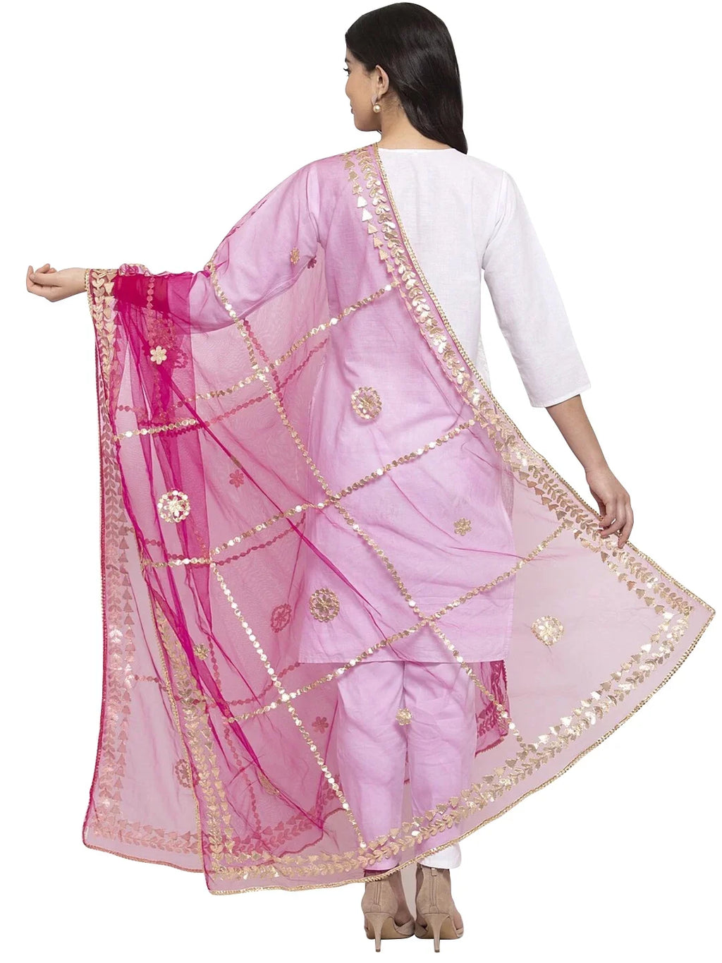 Scarf Ethnic Woman's Chunni, Wrap Magenta Floral Shawl eloria Dupatta, Stole, Indian