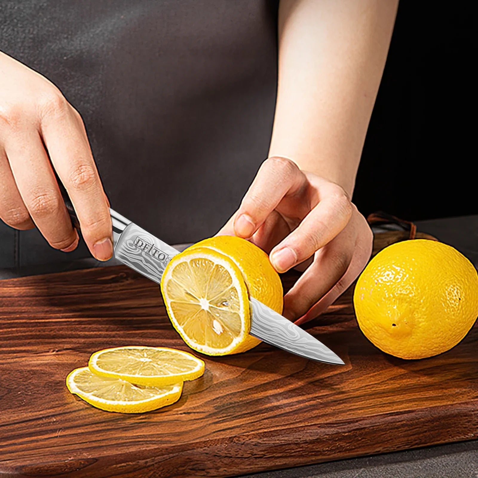 Chef Steel and Ergonomic or Restaurant Ultra for Sharp 3PCS Stainless Box Carbon Handle Knife Chefs Knives,High Home Set, Blade, Gift DFITO Kitchen Professional Knife,