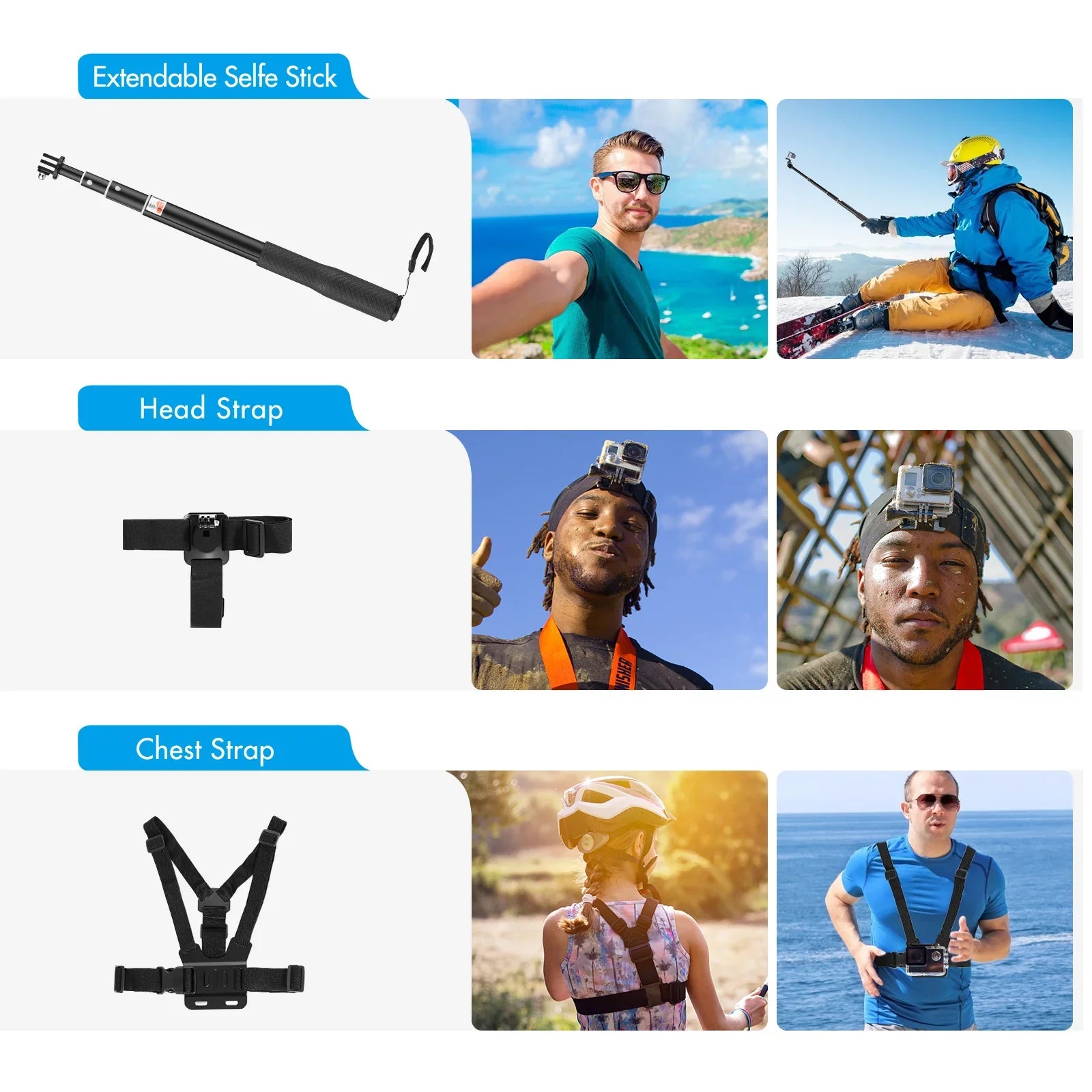 Mount Accessories Housing Anself with Various Kit Hero Protective Accessories for Waterproop GoPro Sports 109 Silicone Replacement Selfie Case with Stick Set More Black and Bracket Action