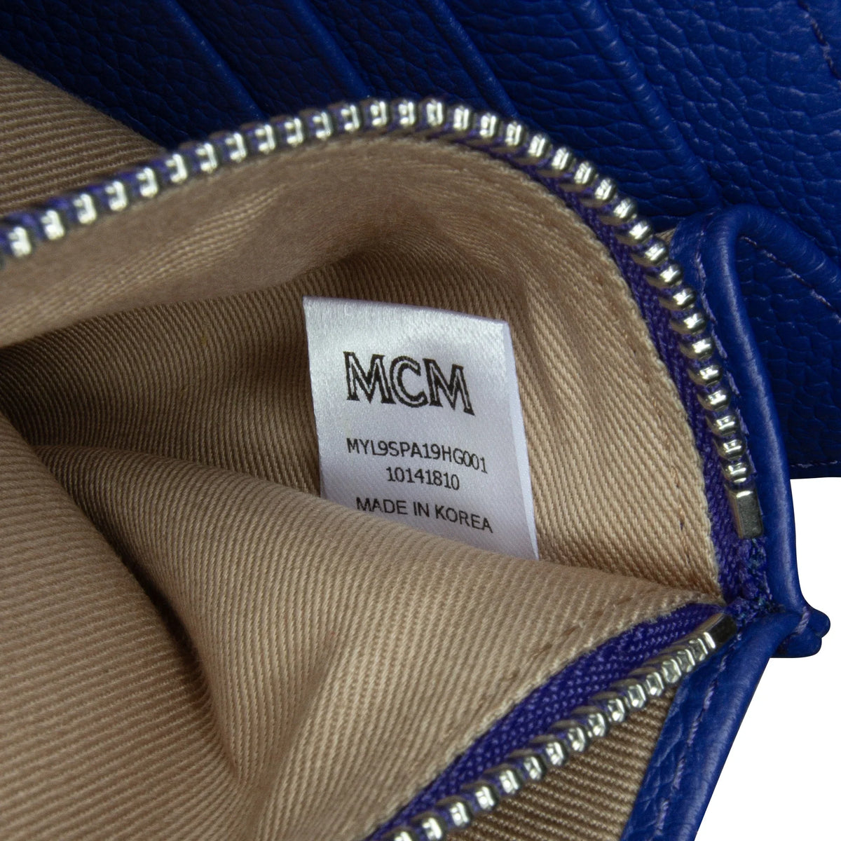 Blue Chain Patricia Leather Authenticated Pre-Owned Bag on Wallet Calf Studded MCM Unisex Crossbody (Good)