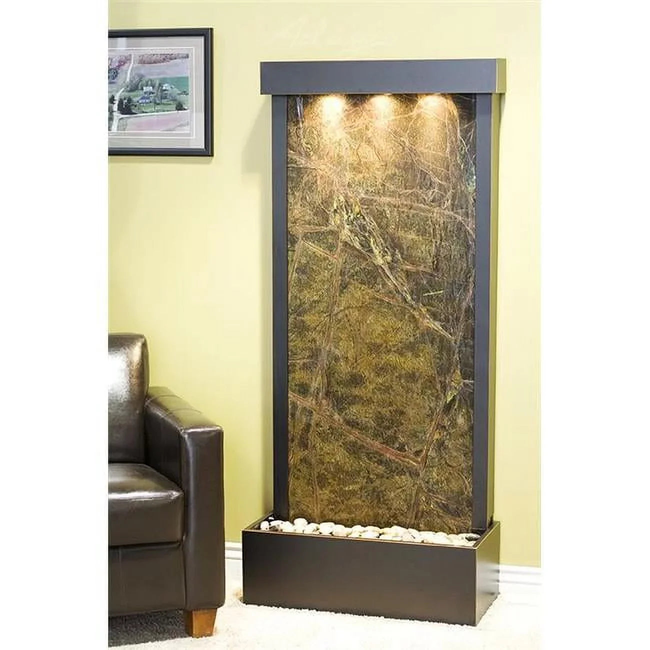 HRF1505 Wall Mount Flush Copper Blackened Marble Green Adagio River Harmony Fountain