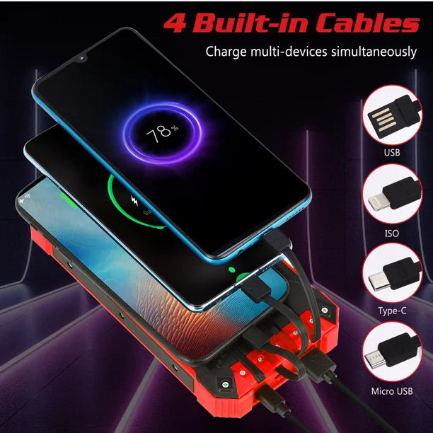 Outputs Qi with Power Port Flashlight USB 4 IPX4 LED 3 For Inputs 15W Bank K30i Solar 20000mAh 5G Built-in Charger Portable Xiaomi 5V/3A Redmi External Battery Wireless C 6 Cables Solar Waterproof