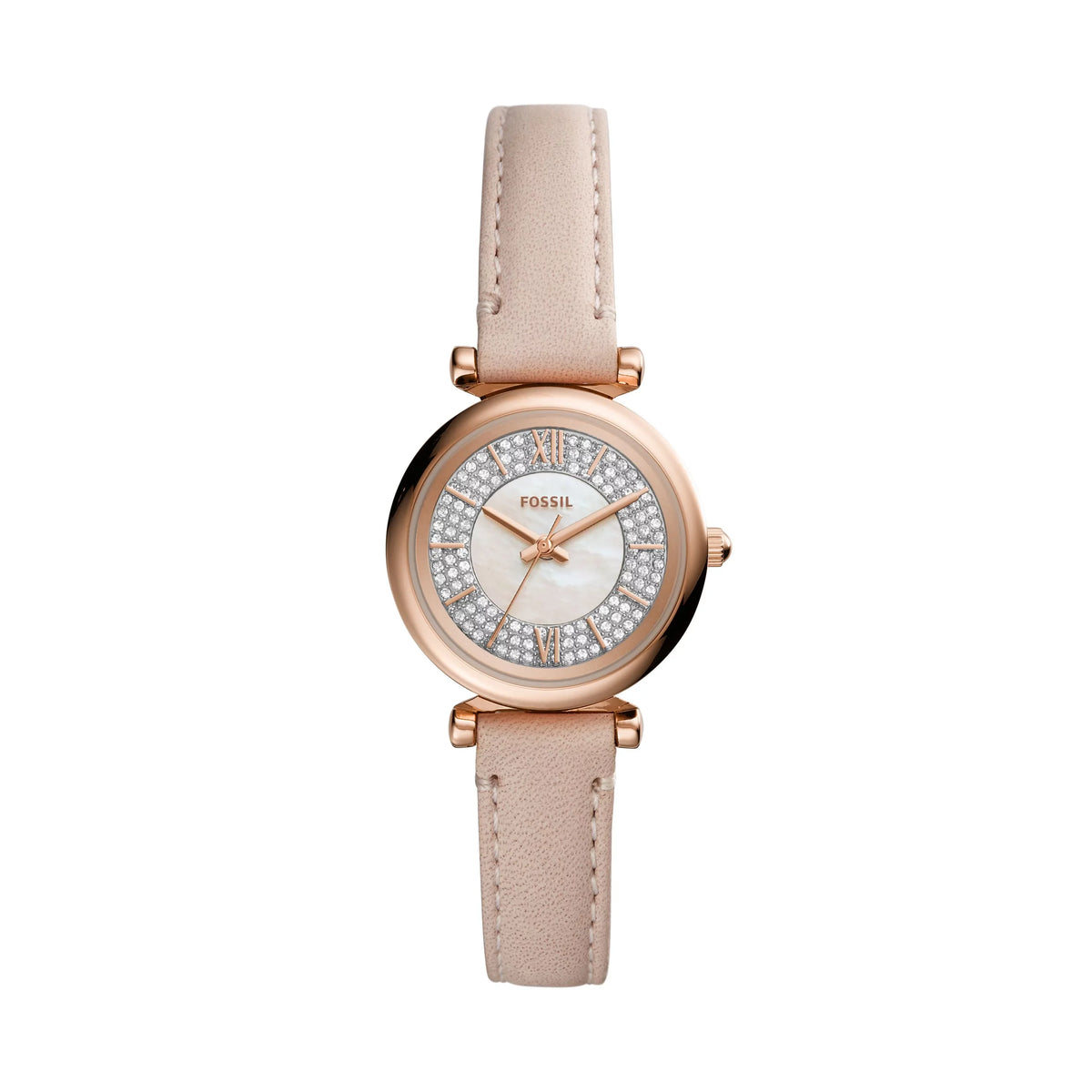 Fossil Stainless Three-Hand, Women's Gold-Tone Watch, Rose ES4839 Mini Carlie Steel