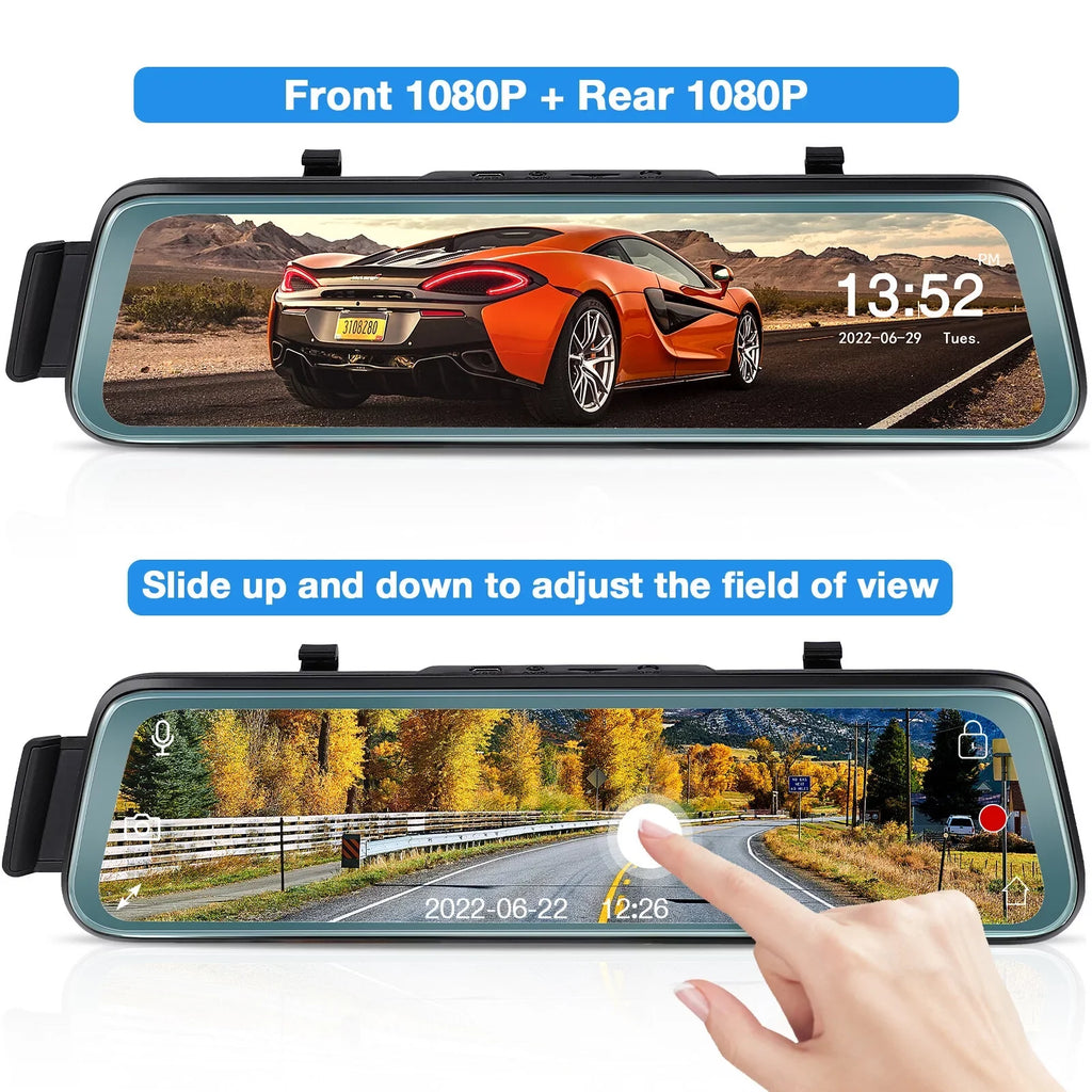 Dash Front 10' 170° Parking Camera ViewFHD Monitor Loop G-Sensor, ' 1080P Rear Backup Mirror w Cheefull and Cam Touch Full Wide Rear Recording, Camera Mirror Angle Screen