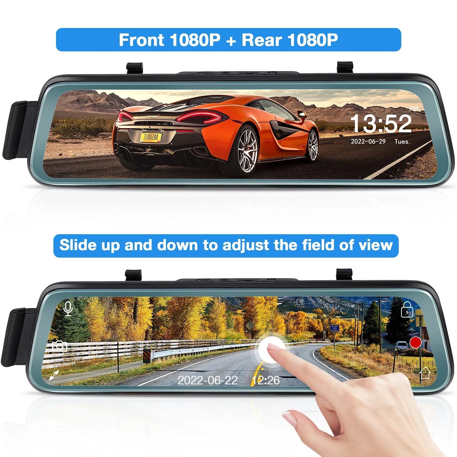 Dash Front 10' 170° Parking Camera ViewFHD Monitor Loop G-Sensor, ' 1080P Rear Backup Mirror w Cheefull and Cam Touch Full Wide Rear Recording, Camera Mirror Angle Screen
