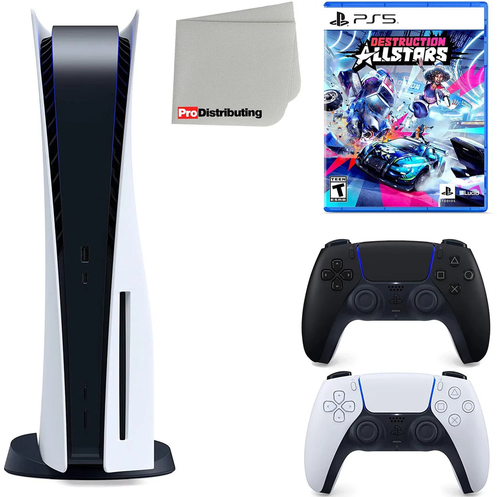 Black Disc) Controller, Disc Destruction Cloth ( Playstation Version 5 Microfiber Cleaning Bundle Allstars Midnight Extra with and PS5