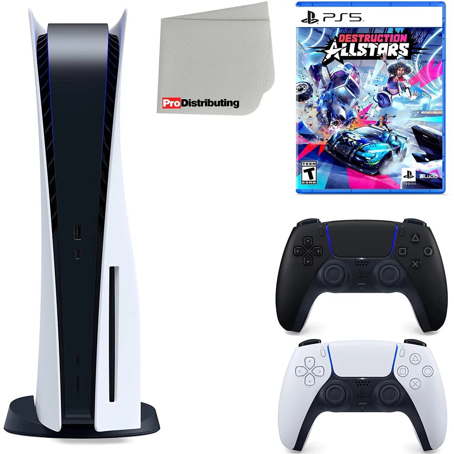 Black Disc) Controller, Disc Destruction Cloth ( Playstation Version 5 Microfiber Cleaning Bundle Allstars Midnight Extra with and PS5