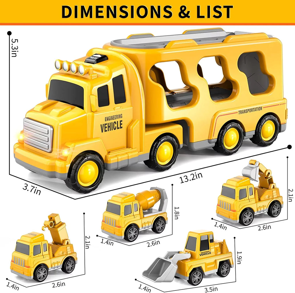 Girls Age for Birthday Toddler Old 5-in-1 Car Boys Toy Truck for Toddlers 1-3 PayUSD Friction Construction 5 Christmas Gifts for Power Truck Carrier 4 3-5 Toys 3-9 Year Toys for Vehicle 3 Kids 6