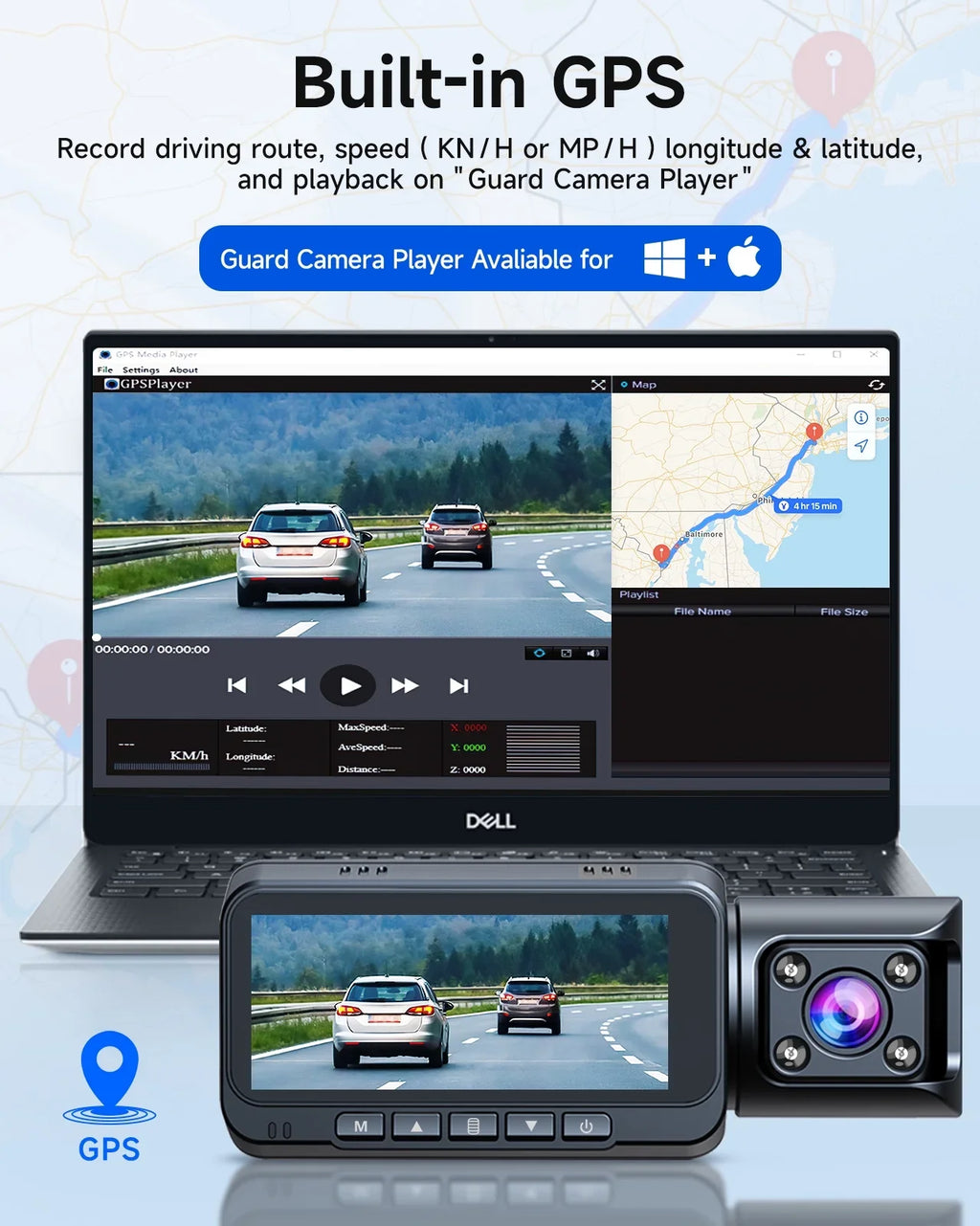 Recording, and Camera Channel Front 3 Inside Car G-sensor, Loop Cam Motion 4K GPS, Parking Monitor, Rear Vision, TOGUARD Night Rear IR Camera Front Detection with Dash Dash