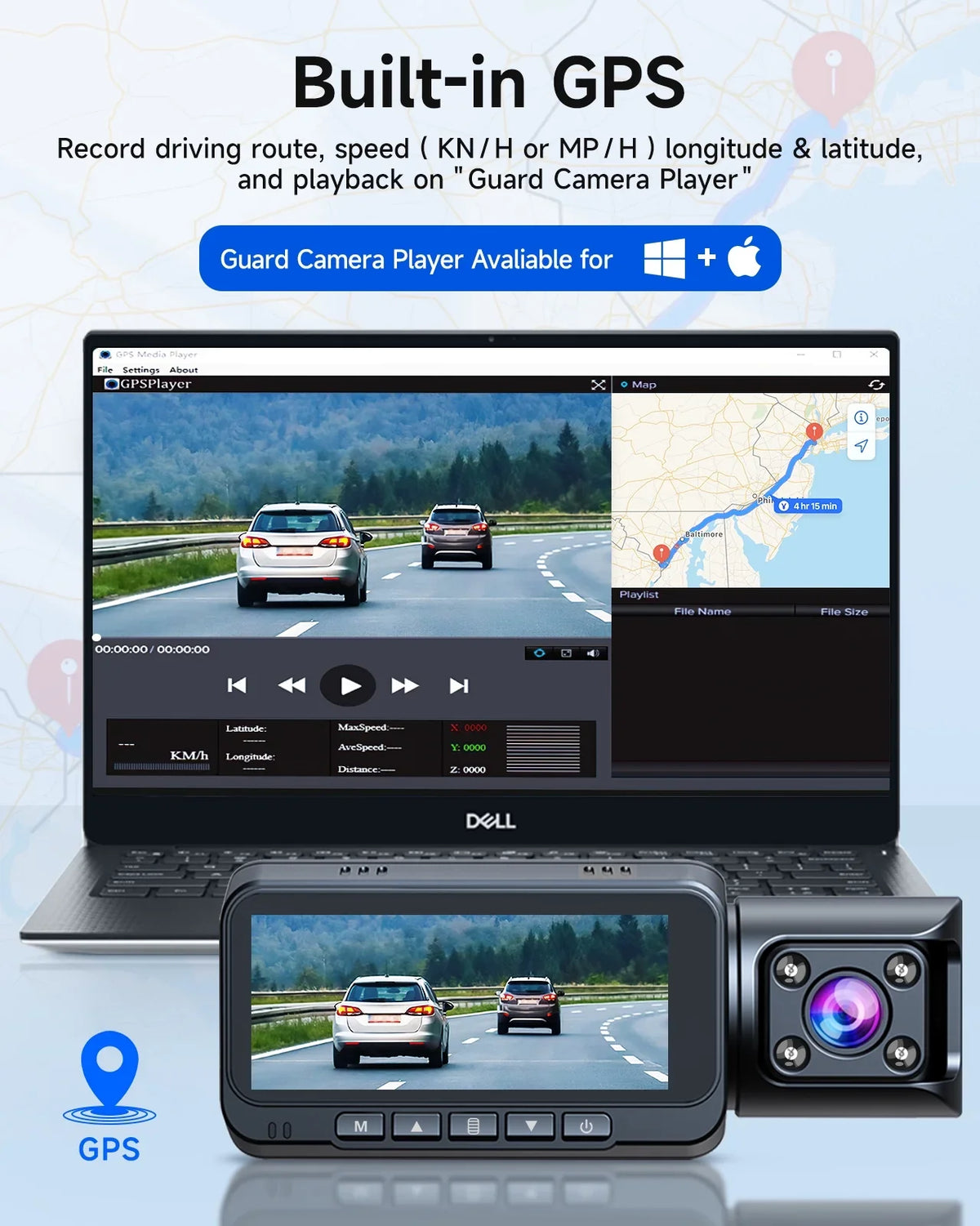 Recording, and Camera Channel Front 3 Inside Car G-sensor, Loop Cam Motion 4K GPS, Parking Monitor, Rear Vision, TOGUARD Night Rear IR Camera Front Detection with Dash Dash