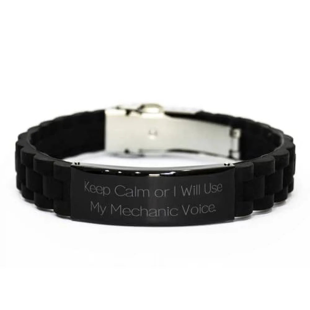 or Engraved Bracelet, Glidelock Black for Boss, Keep amangny Clasp Present Will, Mechanic for I New Bracelet Coworkers, Calm from Mechanic