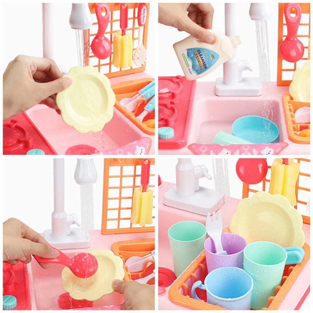 Alphabet Electric Role Children Dishwasher With Pretend Board Girls Toddlers Toys for Toys Kitchen Play Boys Automatic liquid House Running liquid Play Game Cycle System Board Sink Toy Playing for