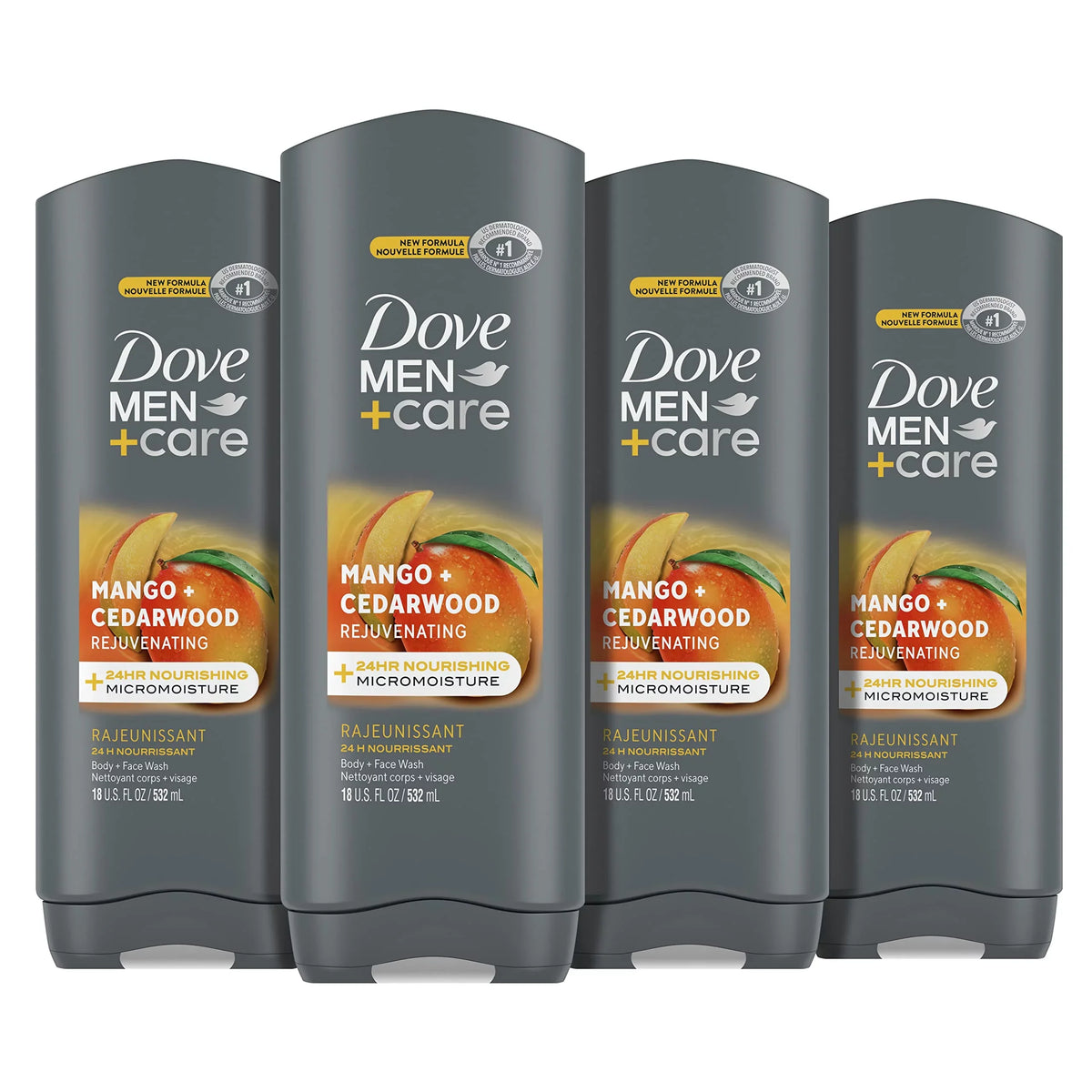 Cedarwood Care 4 Men Dove Count With Oz Wash 18 + Micromoisture Body Mango Nourishing 24-Hour + Rejuvenating Technology Men For